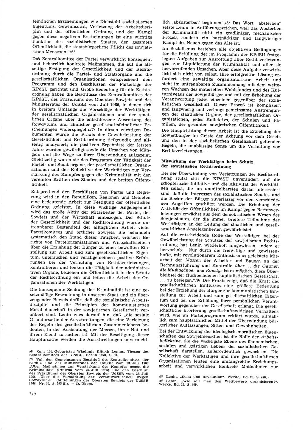 Neue Justiz (NJ), Zeitschrift für Recht und Rechtswissenschaft [Deutsche Demokratische Republik (DDR)], 26. Jahrgang 1972, Seite 740 (NJ DDR 1972, S. 740)