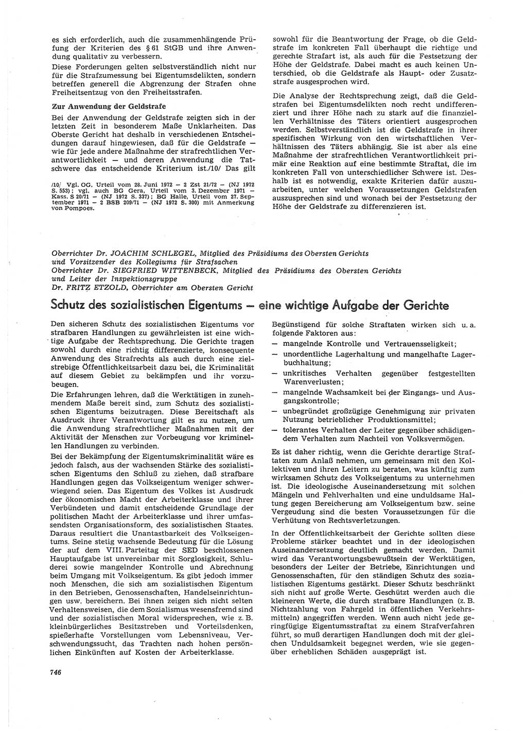 Neue Justiz (NJ), Zeitschrift für Recht und Rechtswissenschaft [Deutsche Demokratische Republik (DDR)], 26. Jahrgang 1972, Seite 746 (NJ DDR 1972, S. 746)