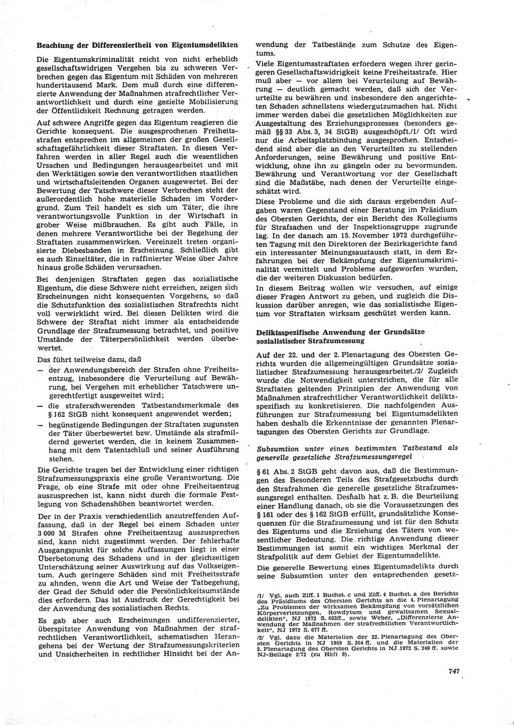 Neue Justiz (NJ), Zeitschrift für Recht und Rechtswissenschaft [Deutsche Demokratische Republik (DDR)], 26. Jahrgang 1972, Seite 747 (NJ DDR 1972, S. 747)