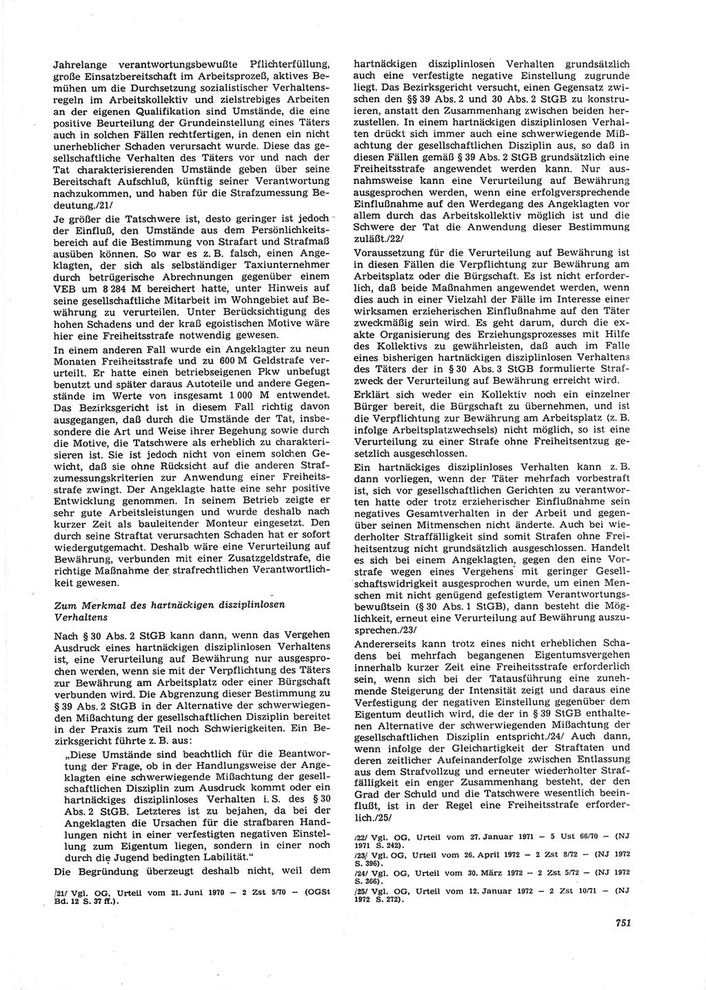 Neue Justiz (NJ), Zeitschrift für Recht und Rechtswissenschaft [Deutsche Demokratische Republik (DDR)], 26. Jahrgang 1972, Seite 751 (NJ DDR 1972, S. 751)