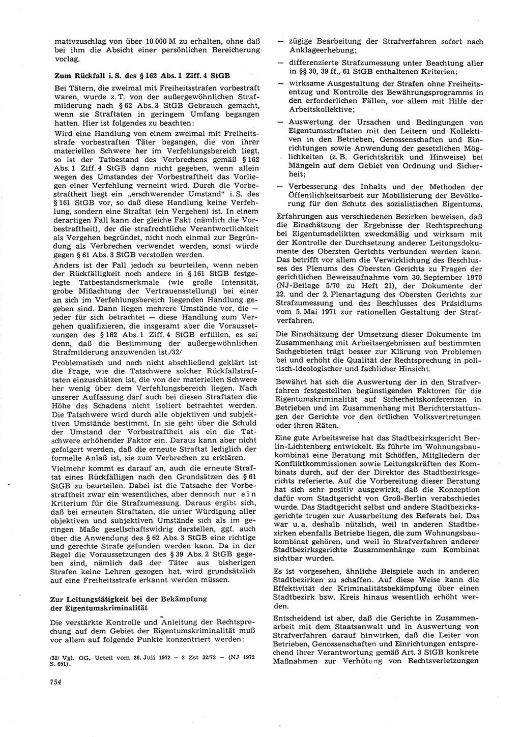 Neue Justiz (NJ), Zeitschrift für Recht und Rechtswissenschaft [Deutsche Demokratische Republik (DDR)], 26. Jahrgang 1972, Seite 754 (NJ DDR 1972, S. 754)