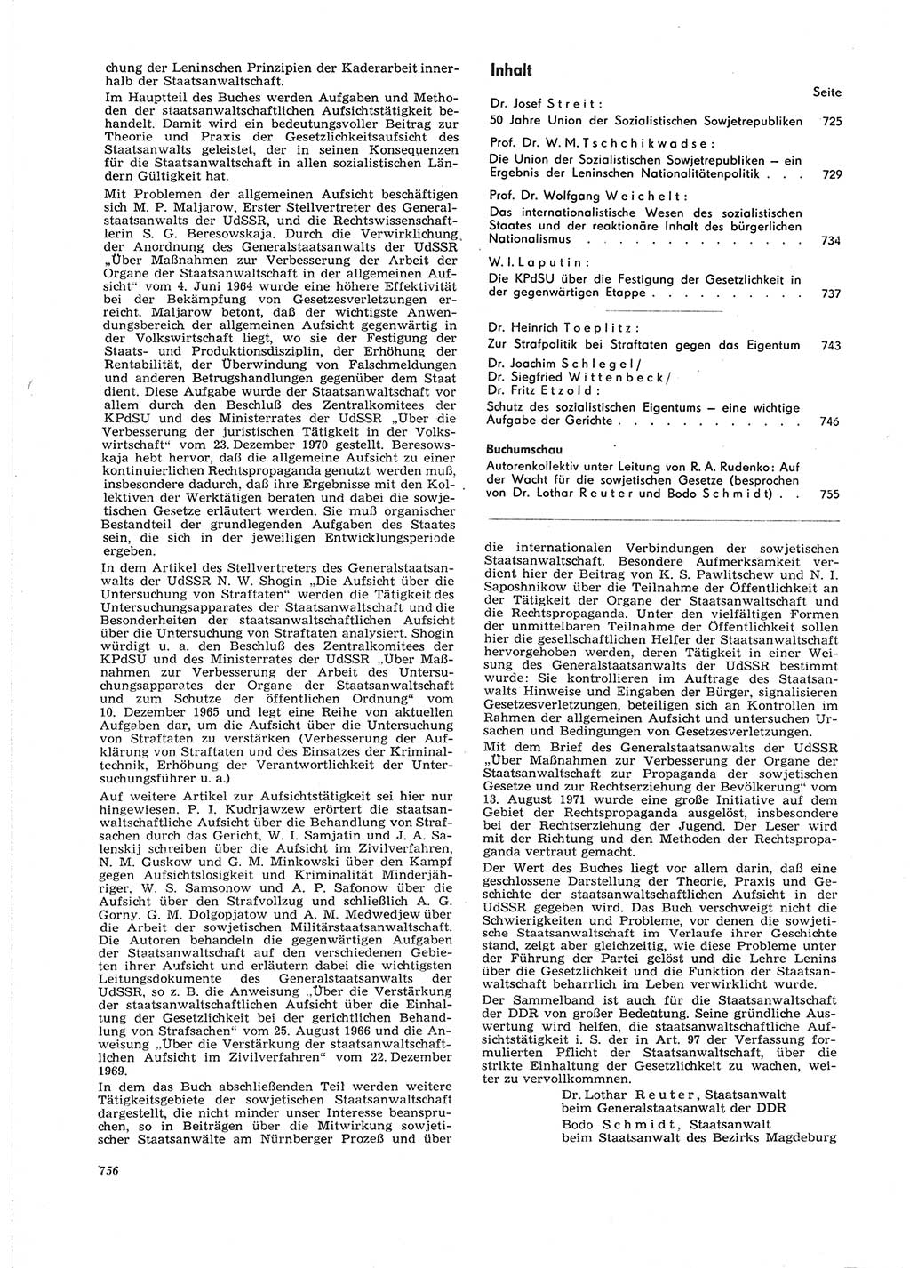 Neue Justiz (NJ), Zeitschrift für Recht und Rechtswissenschaft [Deutsche Demokratische Republik (DDR)], 26. Jahrgang 1972, Seite 756 (NJ DDR 1972, S. 756)