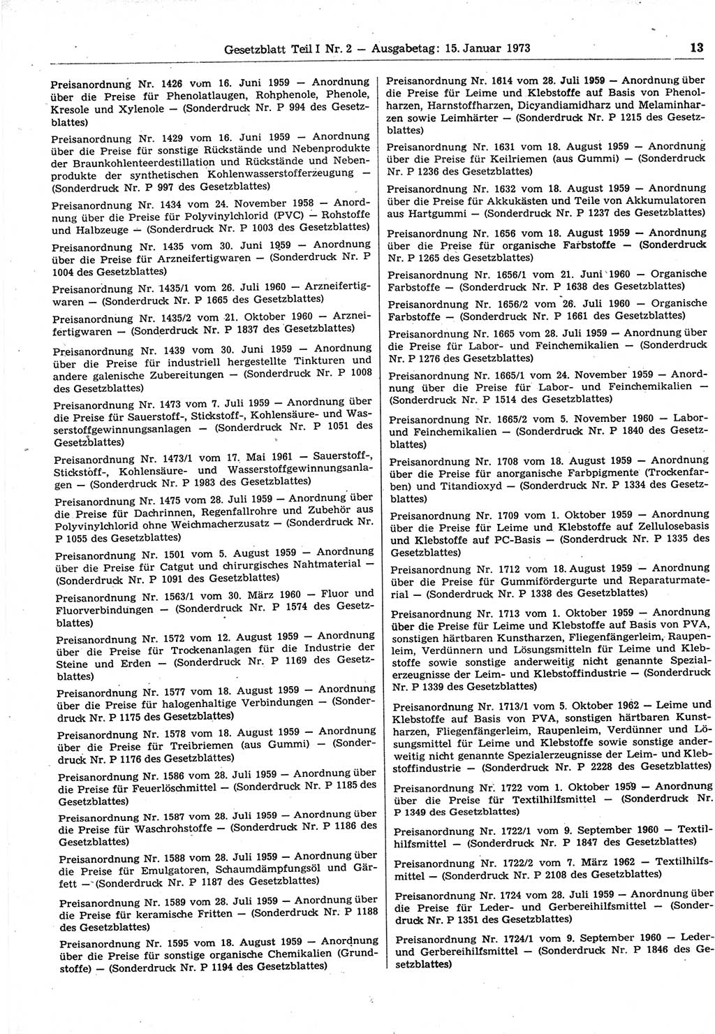 Gesetzblatt (GBl.) der Deutschen Demokratischen Republik (DDR) Teil Ⅰ 1973, Seite 13 (GBl. DDR Ⅰ 1973, S. 13)