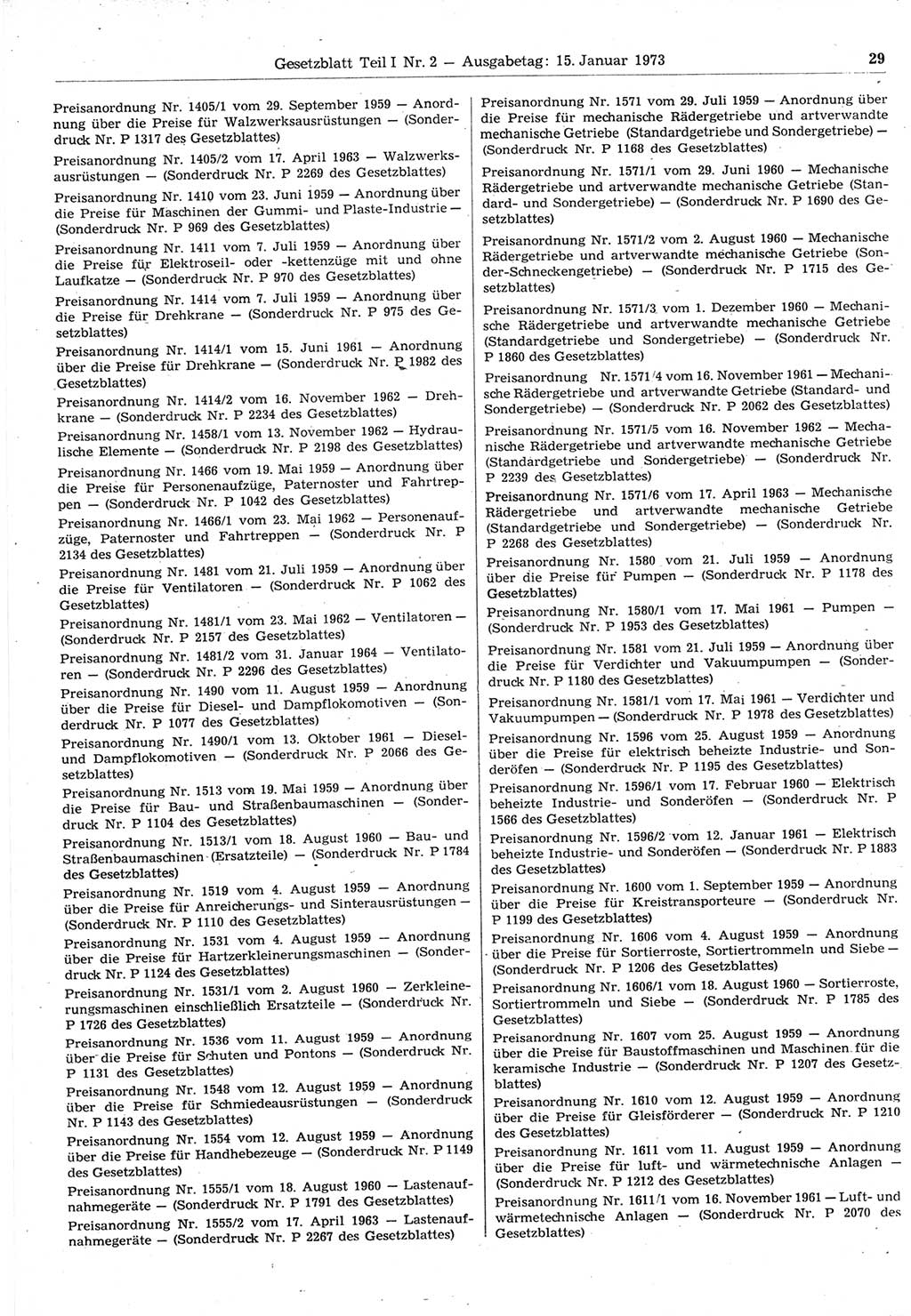 Gesetzblatt (GBl.) der Deutschen Demokratischen Republik (DDR) Teil Ⅰ 1973, Seite 29 (GBl. DDR Ⅰ 1973, S. 29)