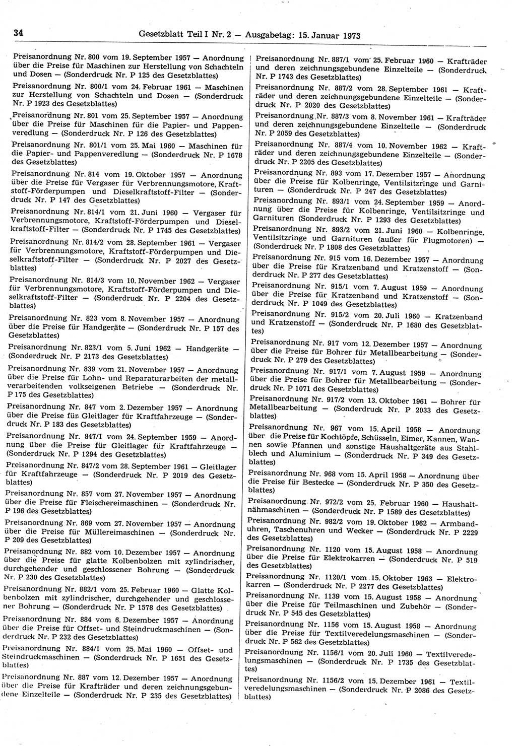 Gesetzblatt (GBl.) der Deutschen Demokratischen Republik (DDR) Teil Ⅰ 1973, Seite 34 (GBl. DDR Ⅰ 1973, S. 34)