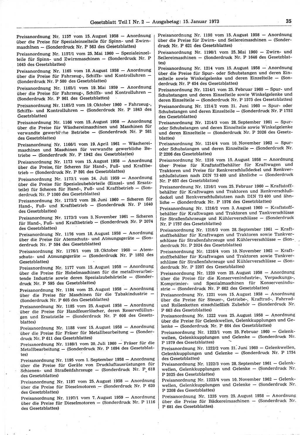 Gesetzblatt (GBl.) der Deutschen Demokratischen Republik (DDR) Teil Ⅰ 1973, Seite 35 (GBl. DDR Ⅰ 1973, S. 35)