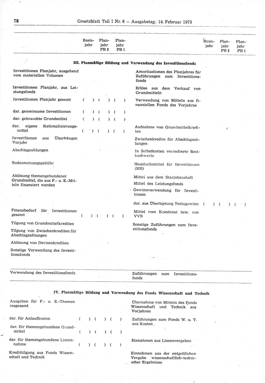 Gesetzblatt (GBl.) der Deutschen Demokratischen Republik (DDR) Teil Ⅰ 1973, Seite 78 (GBl. DDR Ⅰ 1973, S. 78)