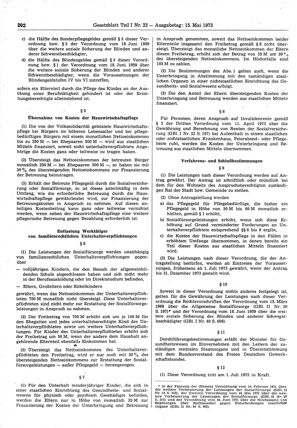 Gesetzblatt (GBl.) der Deutschen Demokratischen Republik (DDR) Teil Ⅰ 1973, Seite 202 (GBl. DDR Ⅰ 1973, S. 202)