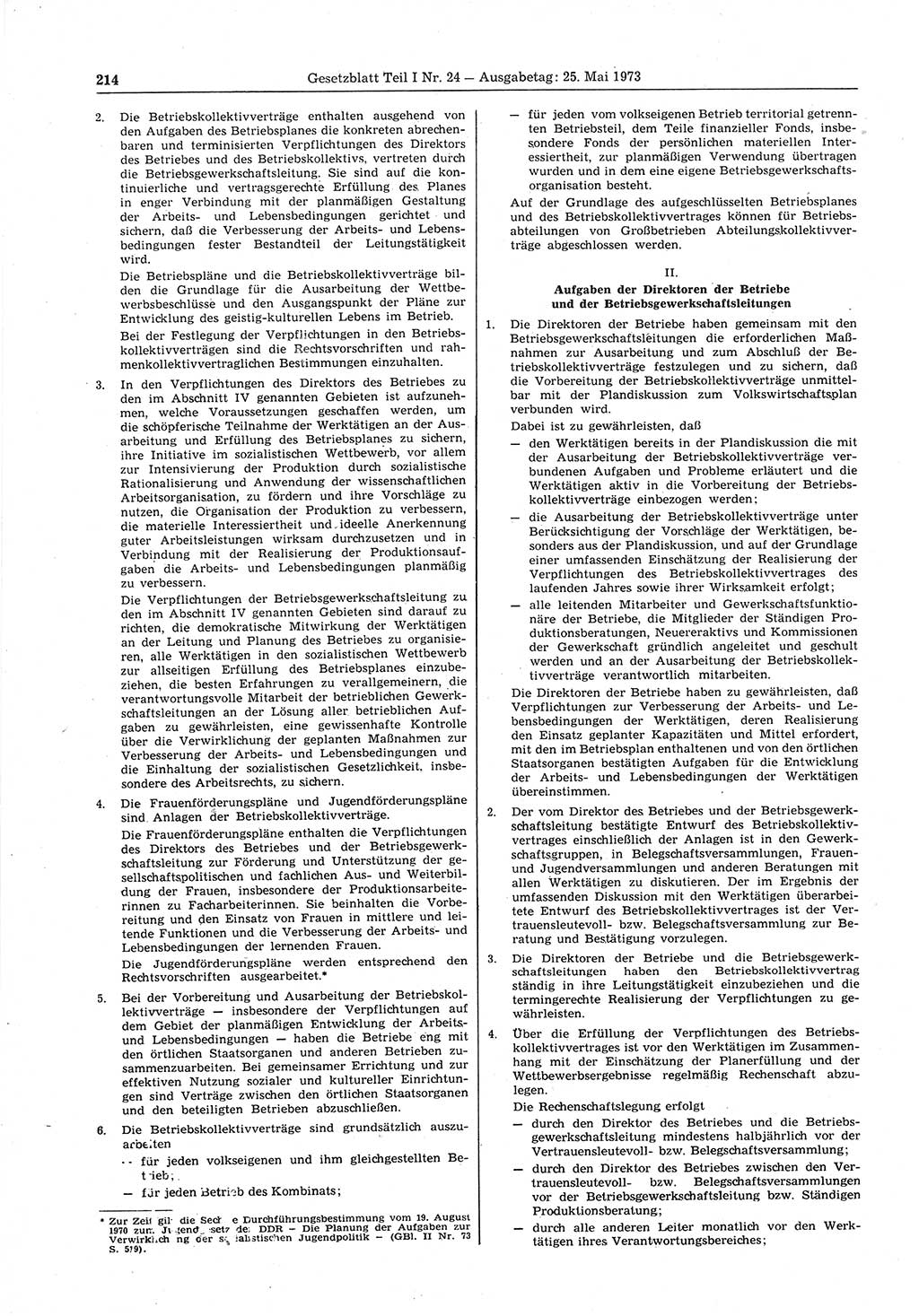 Gesetzblatt (GBl.) der Deutschen Demokratischen Republik (DDR) Teil Ⅰ 1973, Seite 214 (GBl. DDR Ⅰ 1973, S. 214)