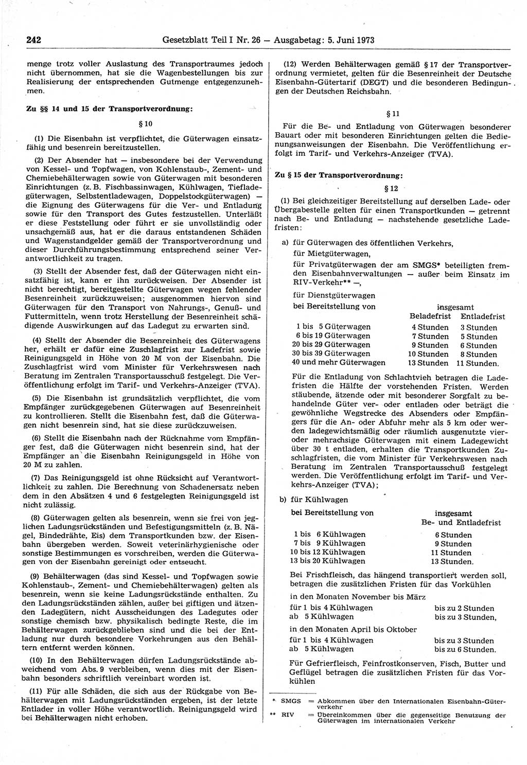 Gesetzblatt (GBl.) der Deutschen Demokratischen Republik (DDR) Teil Ⅰ 1973, Seite 242 (GBl. DDR Ⅰ 1973, S. 242)