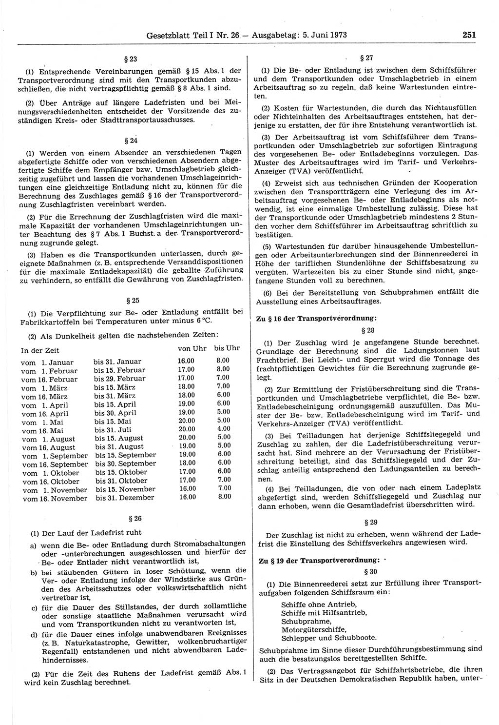 Gesetzblatt (GBl.) der Deutschen Demokratischen Republik (DDR) Teil Ⅰ 1973, Seite 251 (GBl. DDR Ⅰ 1973, S. 251)