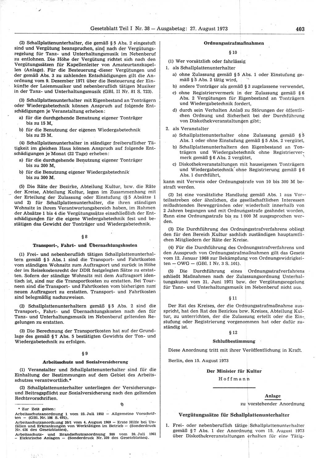 Gesetzblatt (GBl.) der Deutschen Demokratischen Republik (DDR) Teil Ⅰ 1973, Seite 403 (GBl. DDR Ⅰ 1973, S. 403)