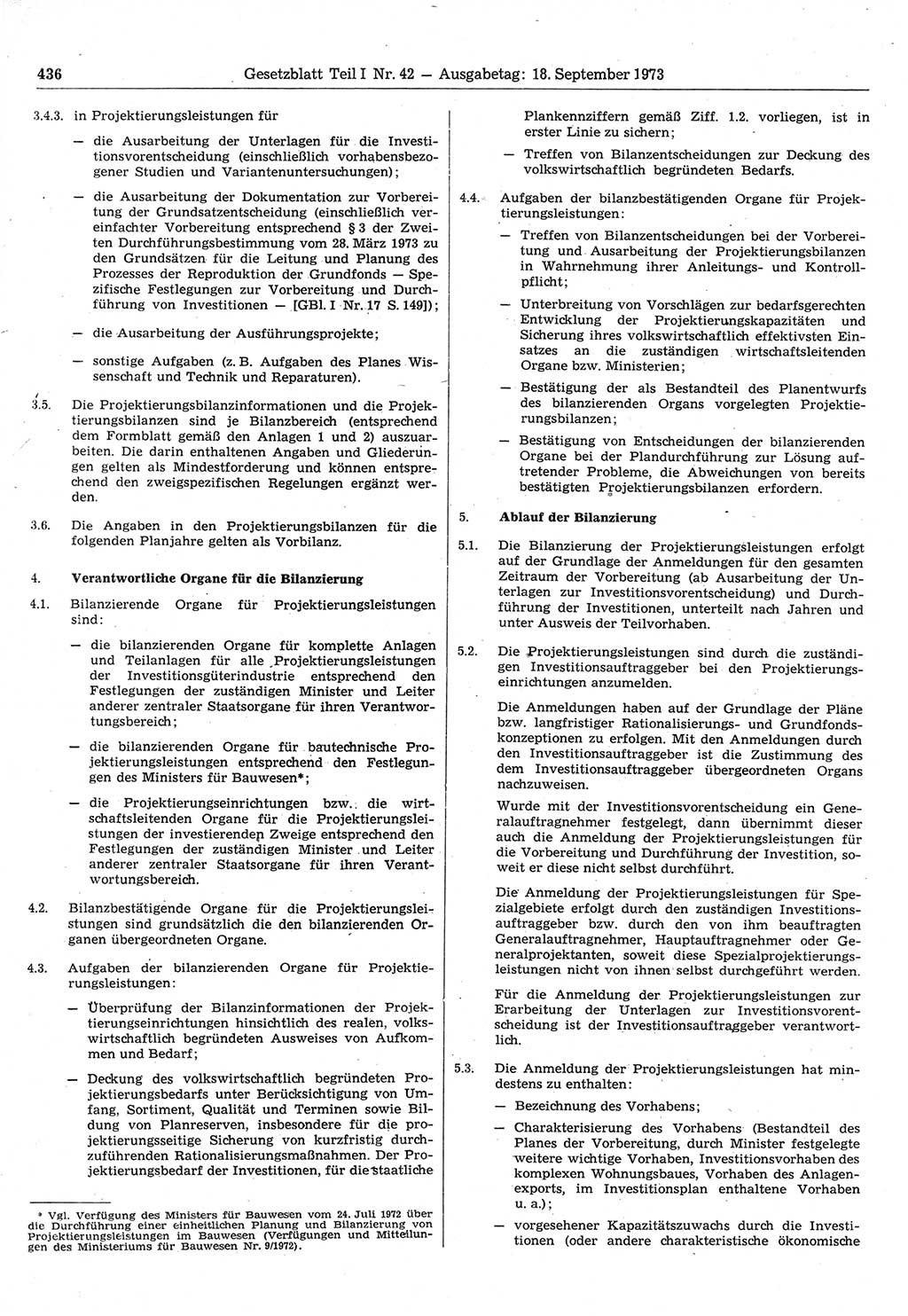 Gesetzblatt (GBl.) der Deutschen Demokratischen Republik (DDR) Teil Ⅰ 1973, Seite 436 (GBl. DDR Ⅰ 1973, S. 436)