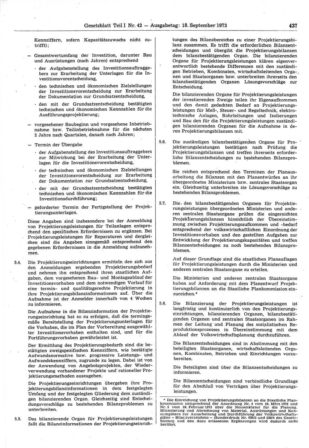 Gesetzblatt (GBl.) der Deutschen Demokratischen Republik (DDR) Teil Ⅰ 1973, Seite 437 (GBl. DDR Ⅰ 1973, S. 437)