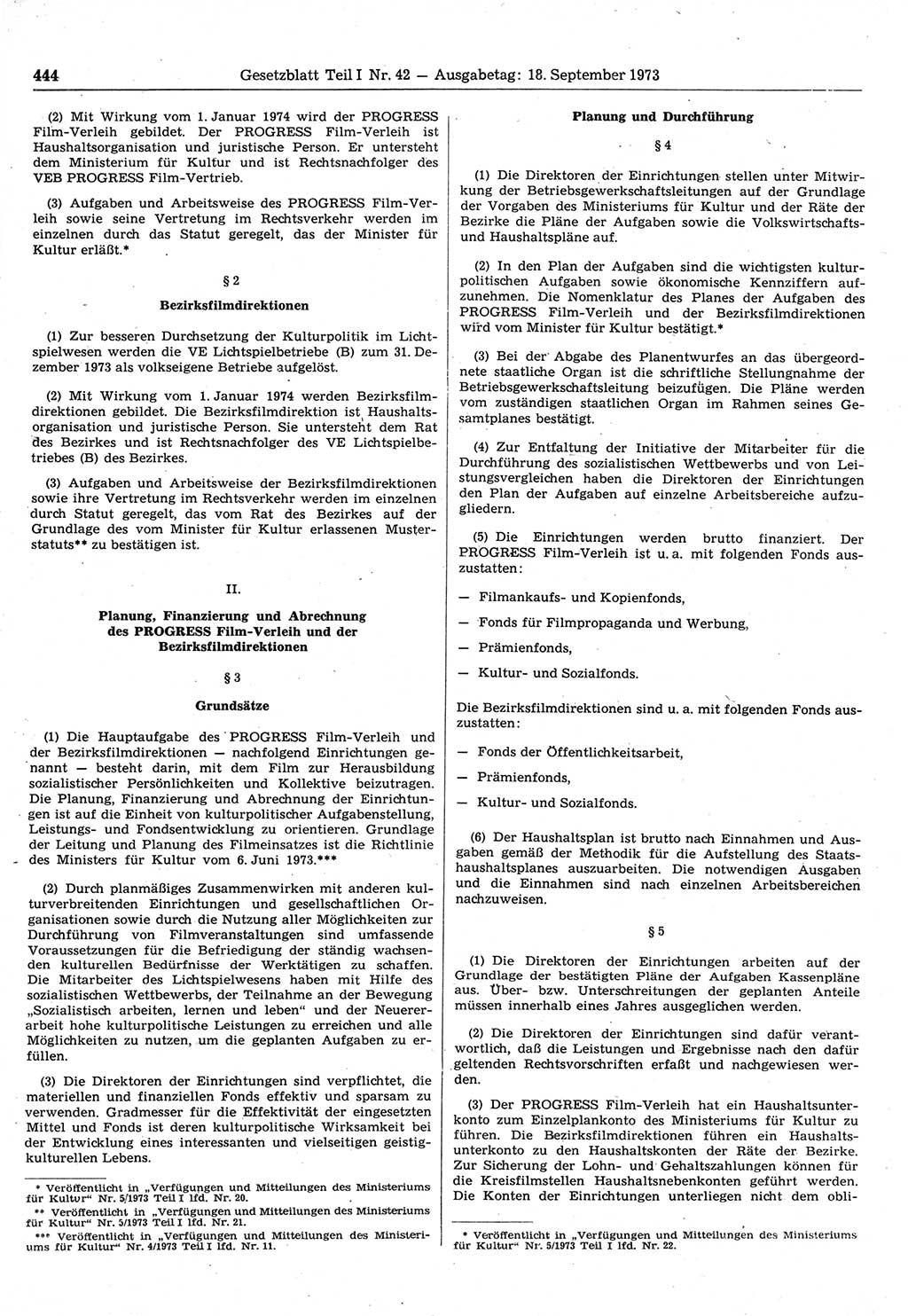 Gesetzblatt (GBl.) der Deutschen Demokratischen Republik (DDR) Teil Ⅰ 1973, Seite 444 (GBl. DDR Ⅰ 1973, S. 444)