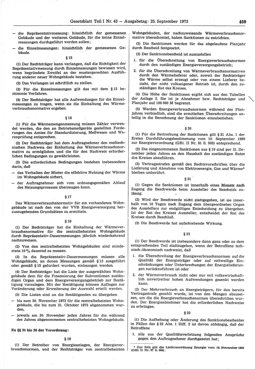 Gesetzblatt (GBl.) der Deutschen Demokratischen Republik (DDR) Teil Ⅰ 1973, Seite 459 (GBl. DDR Ⅰ 1973, S. 459)