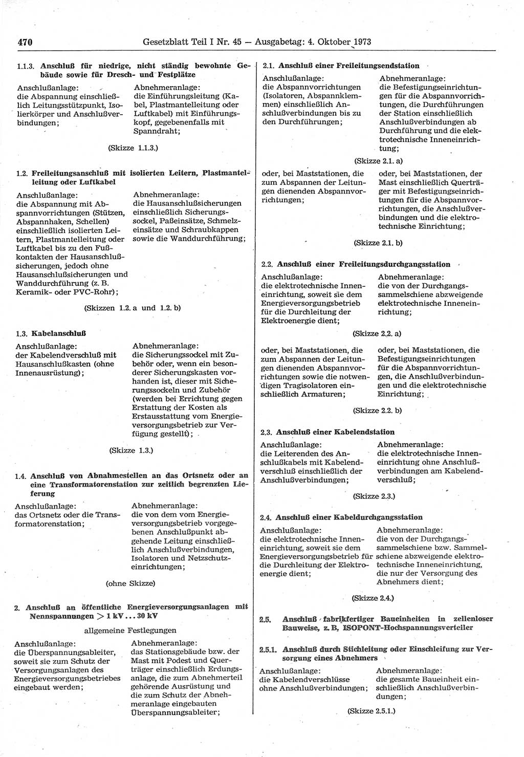 Gesetzblatt (GBl.) der Deutschen Demokratischen Republik (DDR) Teil Ⅰ 1973, Seite 470 (GBl. DDR Ⅰ 1973, S. 470)
