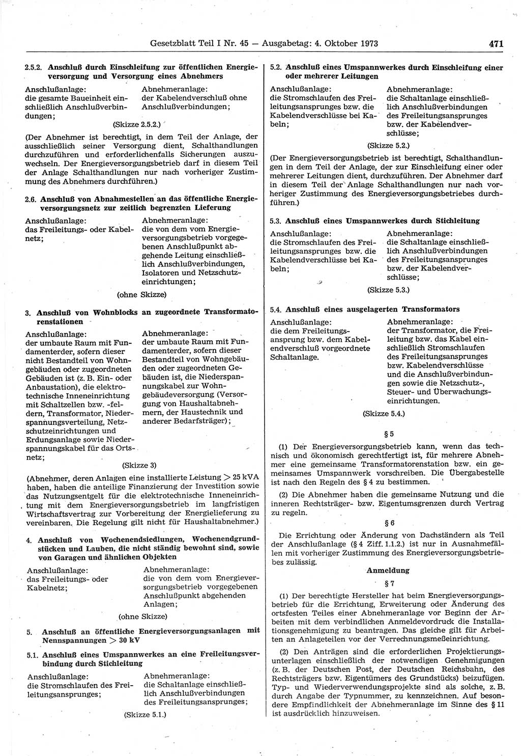 Gesetzblatt (GBl.) der Deutschen Demokratischen Republik (DDR) Teil Ⅰ 1973, Seite 471 (GBl. DDR Ⅰ 1973, S. 471)