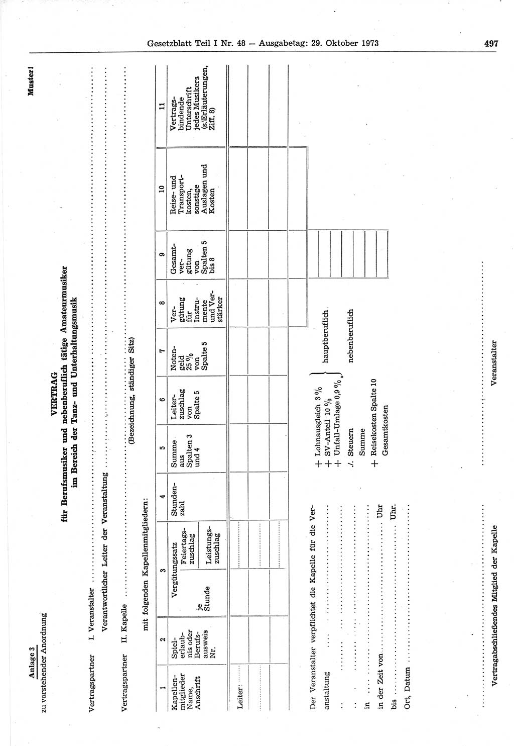 Gesetzblatt (GBl.) der Deutschen Demokratischen Republik (DDR) Teil Ⅰ 1973, Seite 497 (GBl. DDR Ⅰ 1973, S. 497)