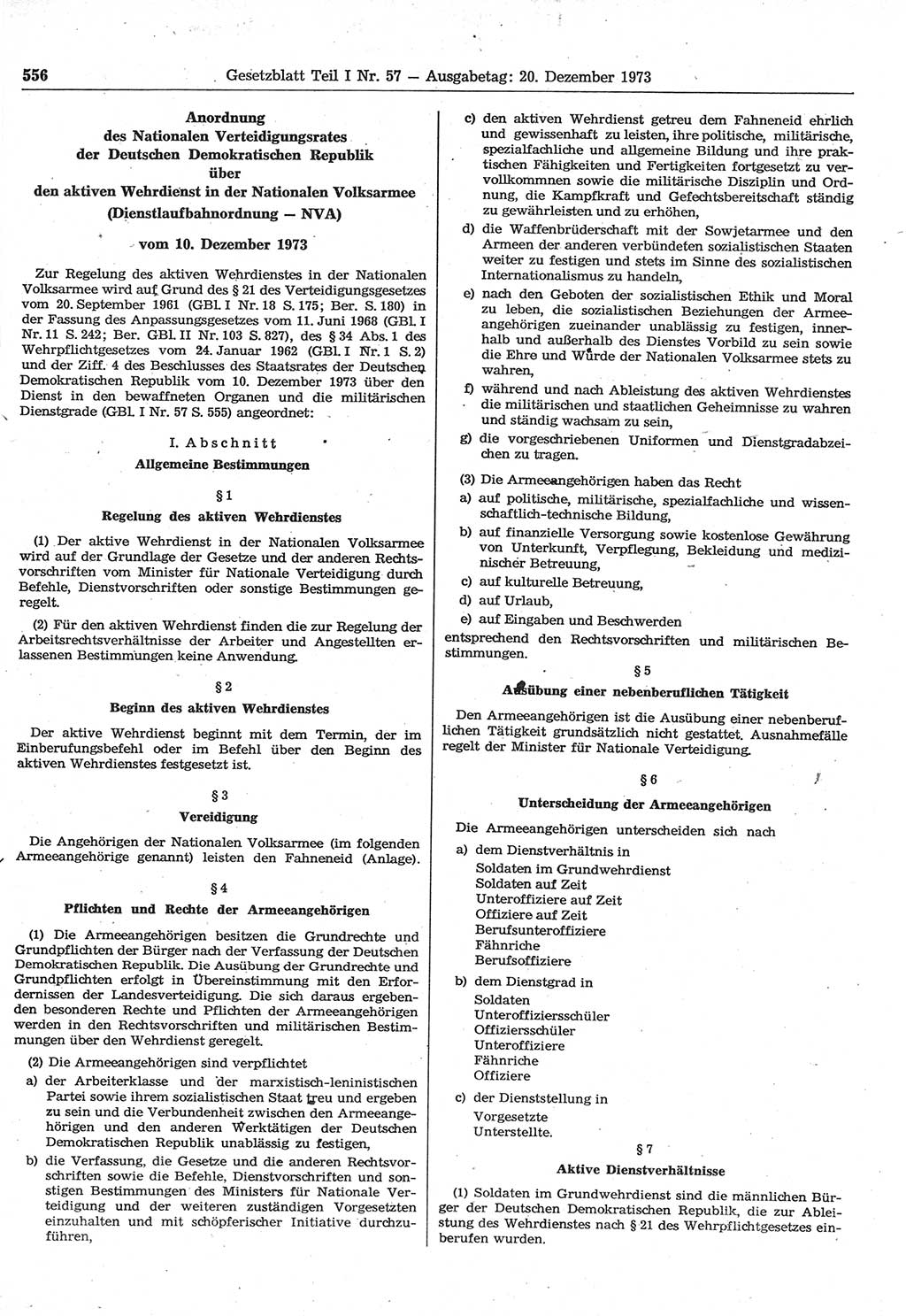 Gesetzblatt (GBl.) der Deutschen Demokratischen Republik (DDR) Teil Ⅰ 1973, Seite 556 (GBl. DDR Ⅰ 1973, S. 556)
