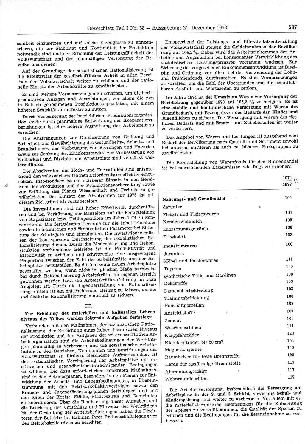 Gesetzblatt (GBl.) der Deutschen Demokratischen Republik (DDR) Teil Ⅰ 1973, Seite 567 (GBl. DDR Ⅰ 1973, S. 567)