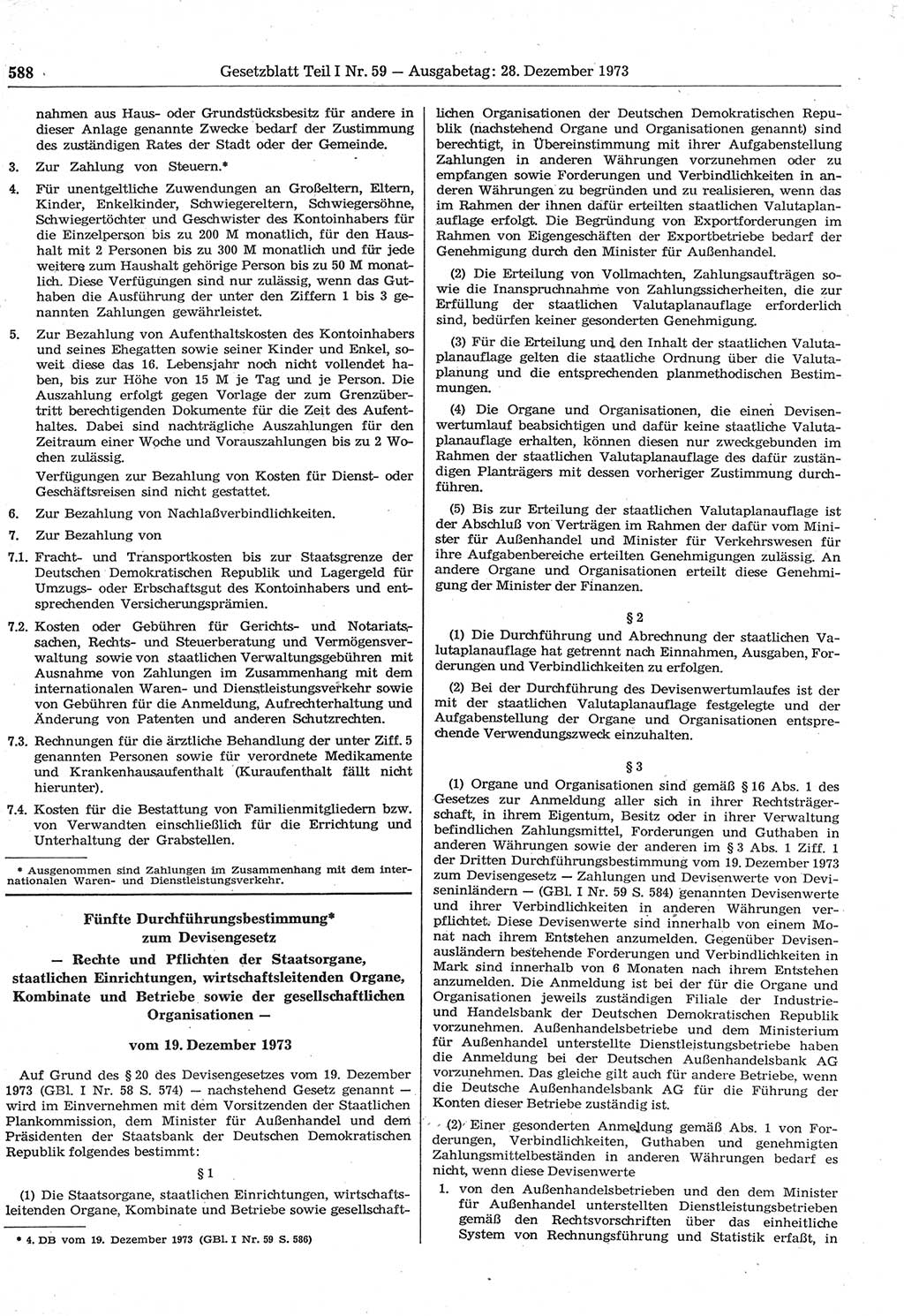 Gesetzblatt (GBl.) der Deutschen Demokratischen Republik (DDR) Teil Ⅰ 1973, Seite 588 (GBl. DDR Ⅰ 1973, S. 588)