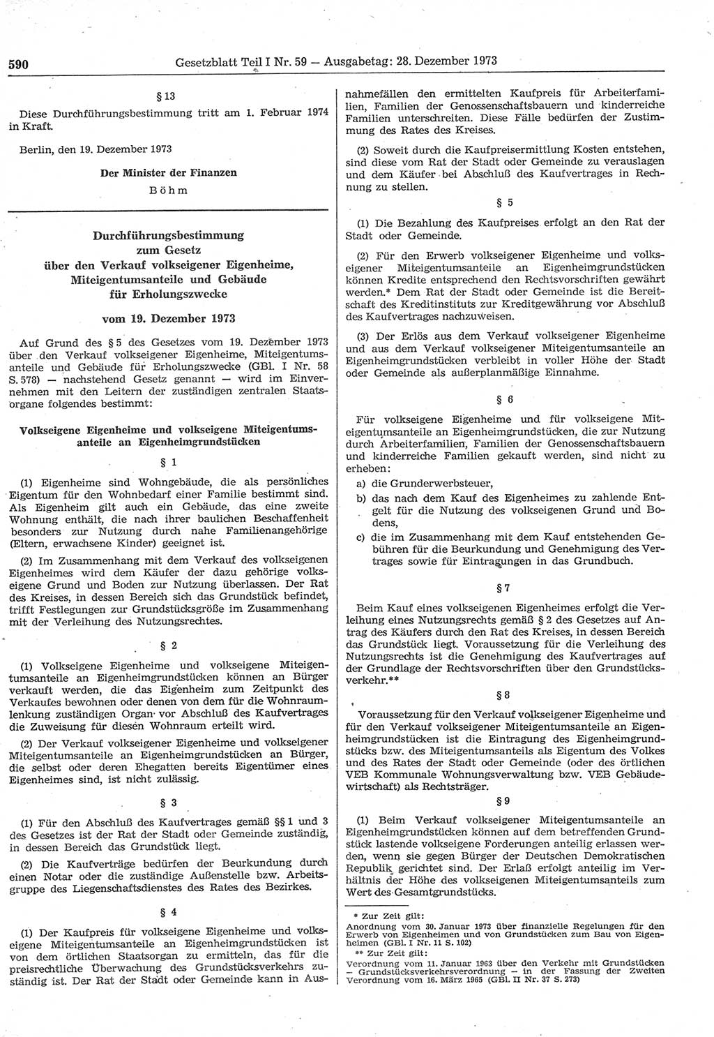 Gesetzblatt (GBl.) der Deutschen Demokratischen Republik (DDR) Teil Ⅰ 1973, Seite 590 (GBl. DDR Ⅰ 1973, S. 590)