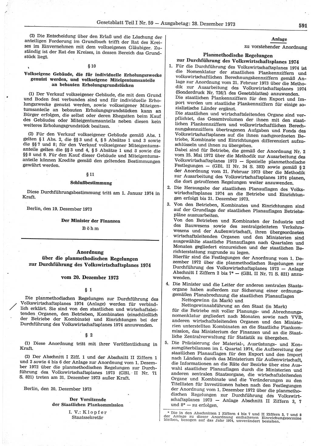 Gesetzblatt (GBl.) der Deutschen Demokratischen Republik (DDR) Teil Ⅰ 1973, Seite 591 (GBl. DDR Ⅰ 1973, S. 591)
