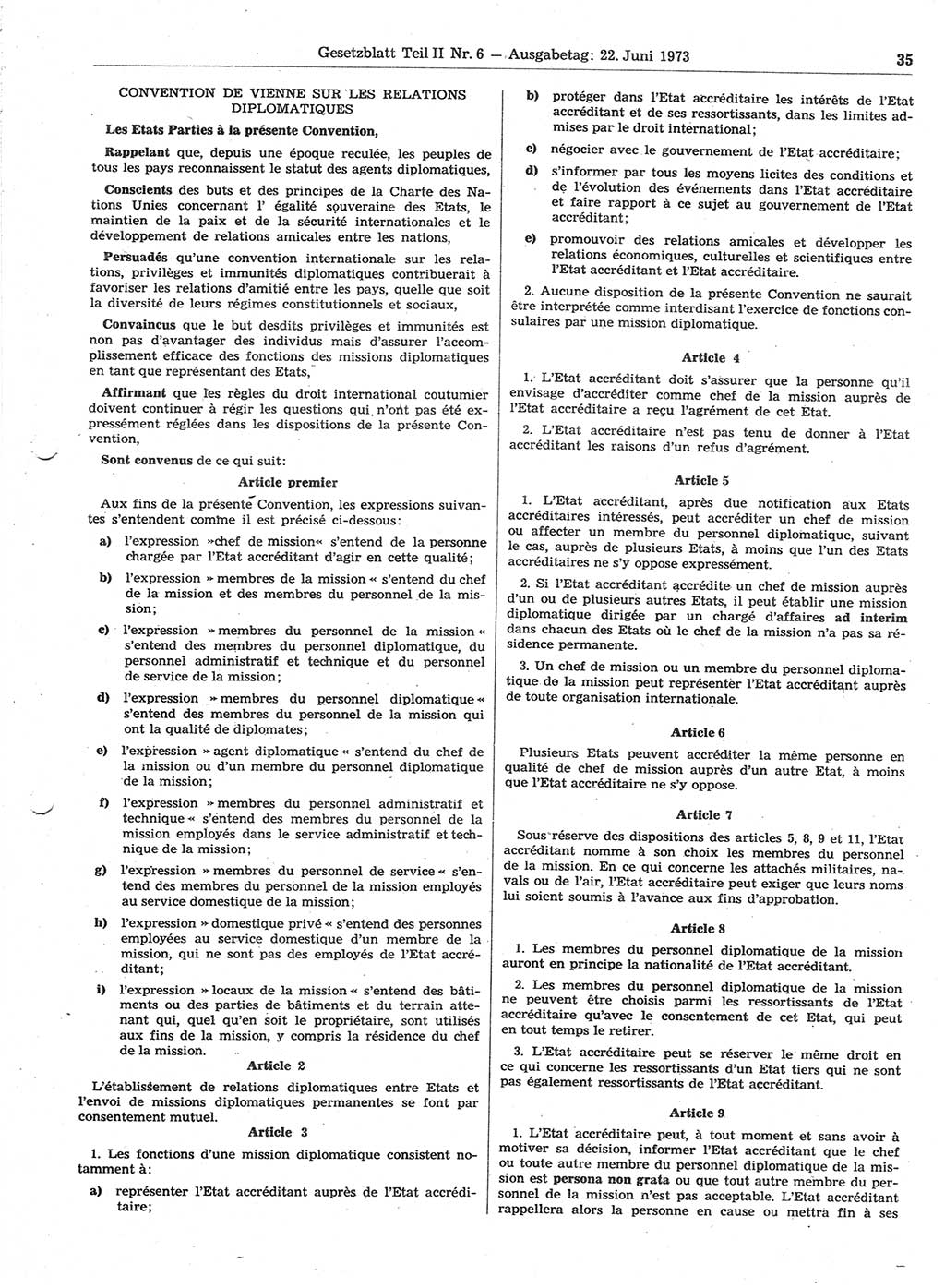 Gesetzblatt (GBl.) der Deutschen Demokratischen Republik (DDR) Teil ⅠⅠ 1973, Seite 35 (GBl. DDR ⅠⅠ 1973, S. 35)