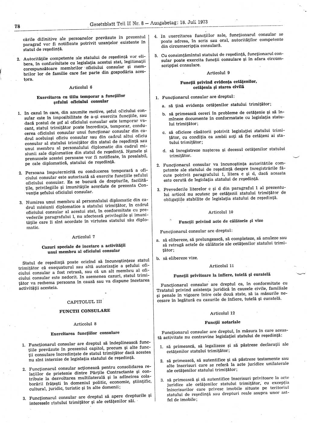 Gesetzblatt (GBl.) der Deutschen Demokratischen Republik (DDR) Teil ⅠⅠ 1973, Seite 78 (GBl. DDR ⅠⅠ 1973, S. 78)