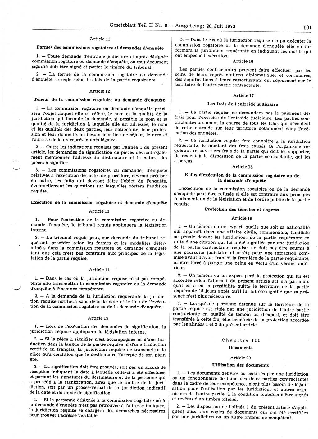 Gesetzblatt (GBl.) der Deutschen Demokratischen Republik (DDR) Teil ⅠⅠ 1973, Seite 101 (GBl. DDR ⅠⅠ 1973, S. 101)