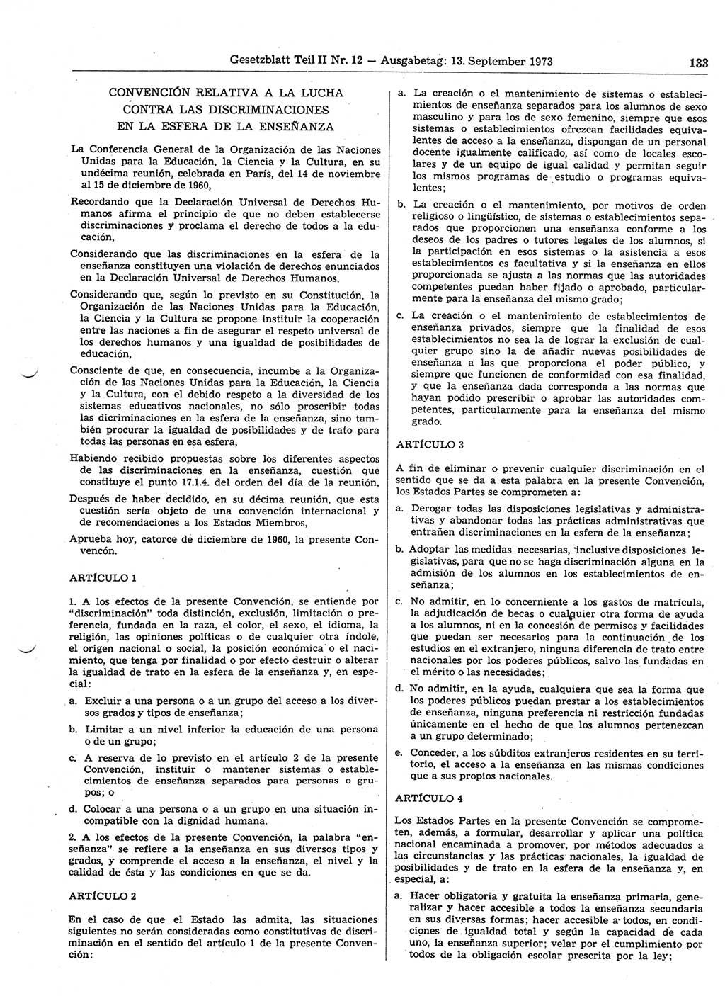 Gesetzblatt (GBl.) der Deutschen Demokratischen Republik (DDR) Teil ⅠⅠ 1973, Seite 133 (GBl. DDR ⅠⅠ 1973, S. 133)