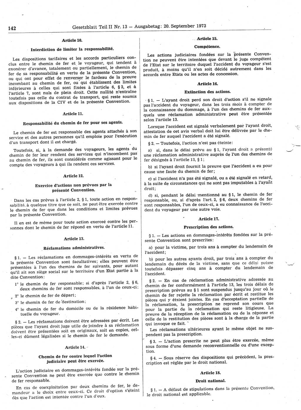 Gesetzblatt (GBl.) der Deutschen Demokratischen Republik (DDR) Teil ⅠⅠ 1973, Seite 142 (GBl. DDR ⅠⅠ 1973, S. 142)