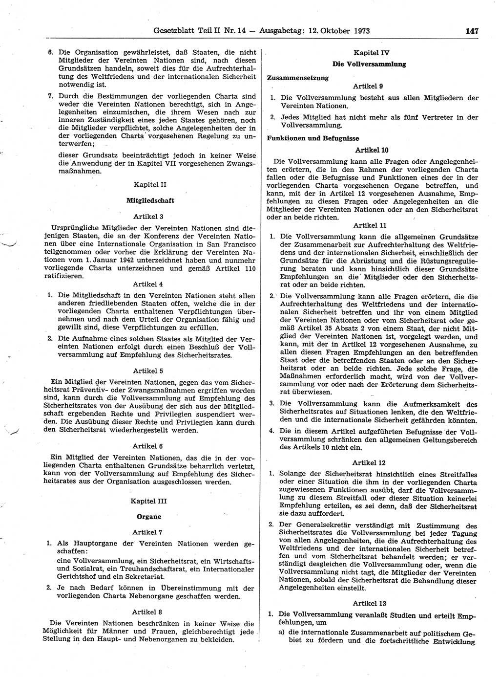 Gesetzblatt (GBl.) der Deutschen Demokratischen Republik (DDR) Teil ⅠⅠ 1973, Seite 147 (GBl. DDR ⅠⅠ 1973, S. 147)