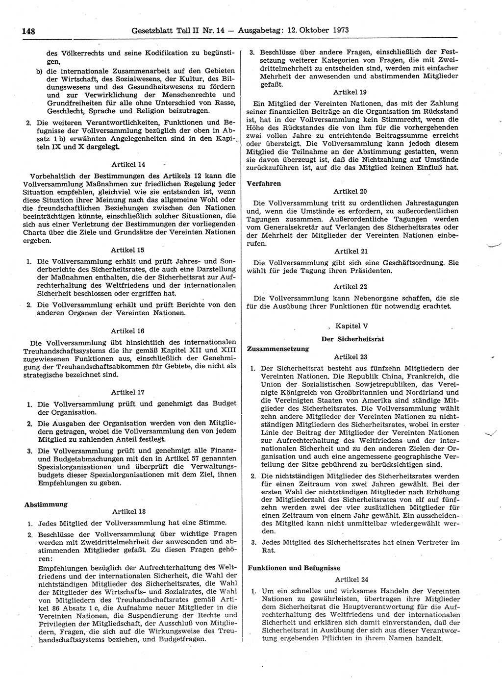 Gesetzblatt (GBl.) der Deutschen Demokratischen Republik (DDR) Teil ⅠⅠ 1973, Seite 148 (GBl. DDR ⅠⅠ 1973, S. 148)