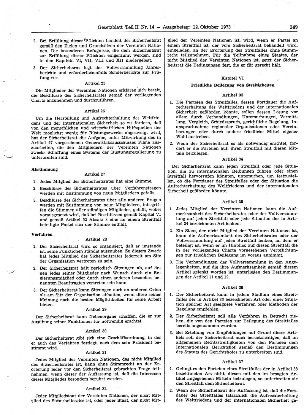 Gesetzblatt (GBl.) der Deutschen Demokratischen Republik (DDR) Teil ⅠⅠ 1973, Seite 149 (GBl. DDR ⅠⅠ 1973, S. 149)