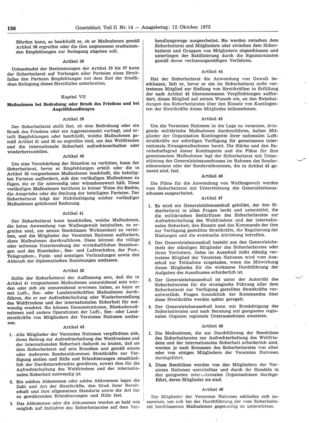 Gesetzblatt (GBl.) der Deutschen Demokratischen Republik (DDR) Teil ⅠⅠ 1973, Seite 150 (GBl. DDR ⅠⅠ 1973, S. 150)