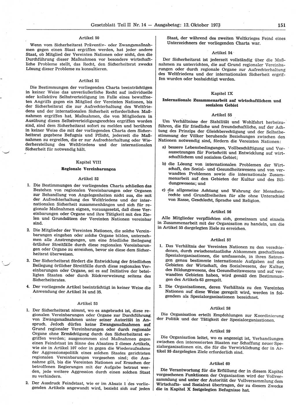 Gesetzblatt (GBl.) der Deutschen Demokratischen Republik (DDR) Teil ⅠⅠ 1973, Seite 151 (GBl. DDR ⅠⅠ 1973, S. 151)