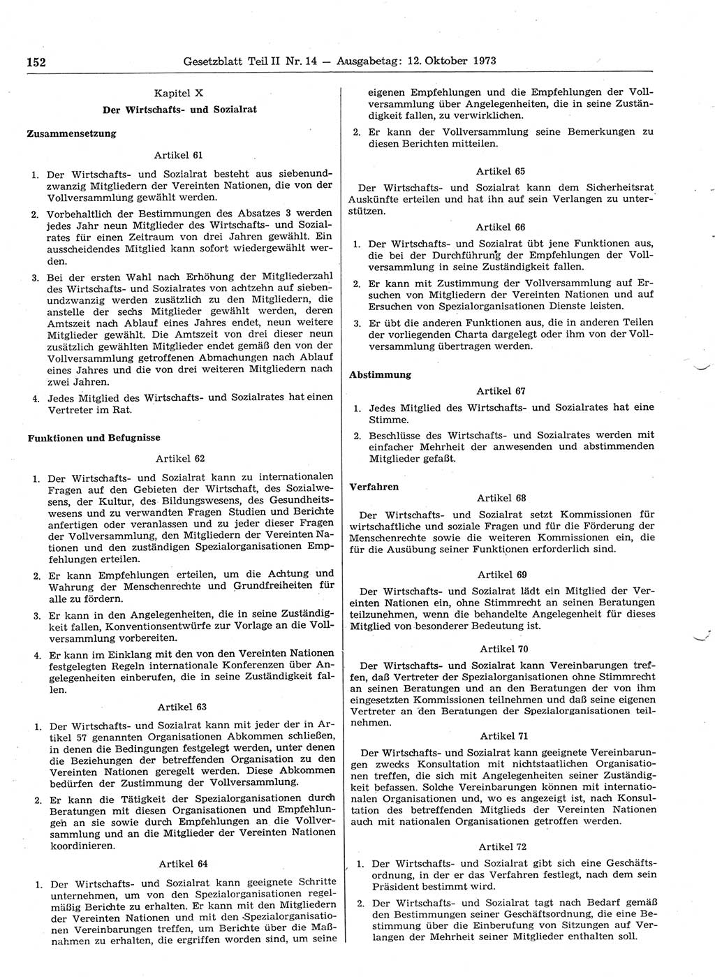 Gesetzblatt (GBl.) der Deutschen Demokratischen Republik (DDR) Teil ⅠⅠ 1973, Seite 152 (GBl. DDR ⅠⅠ 1973, S. 152)