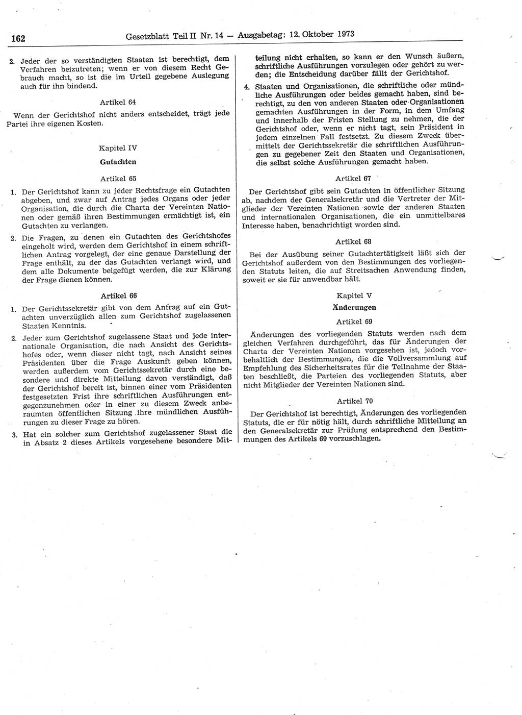 Gesetzblatt (GBl.) der Deutschen Demokratischen Republik (DDR) Teil ⅠⅠ 1973, Seite 162 (GBl. DDR ⅠⅠ 1973, S. 162)