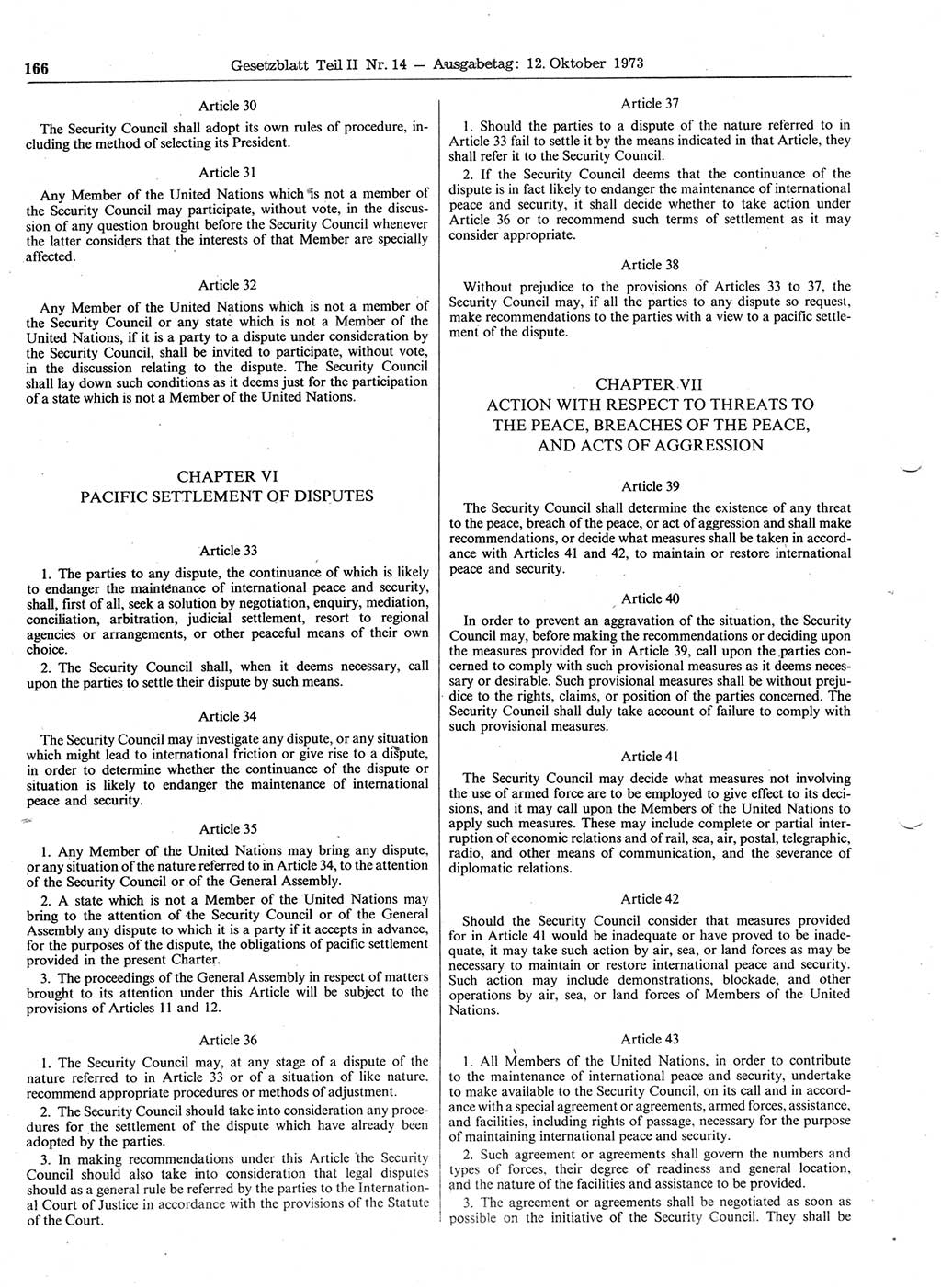 Gesetzblatt (GBl.) der Deutschen Demokratischen Republik (DDR) Teil ⅠⅠ 1973, Seite 166 (GBl. DDR ⅠⅠ 1973, S. 166)