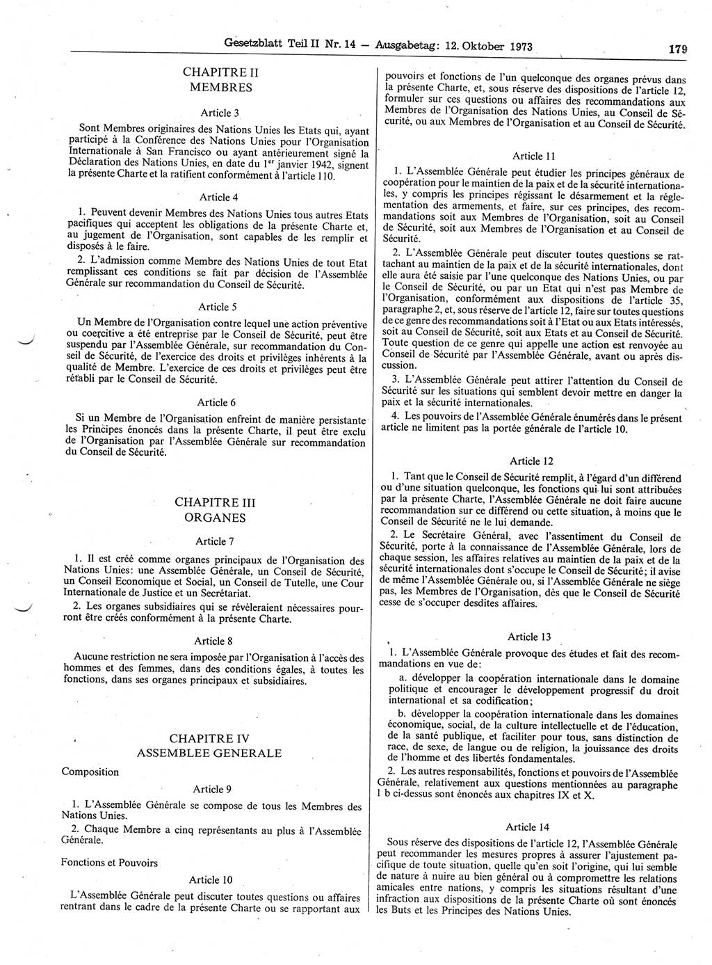 Gesetzblatt (GBl.) der Deutschen Demokratischen Republik (DDR) Teil ⅠⅠ 1973, Seite 179 (GBl. DDR ⅠⅠ 1973, S. 179)