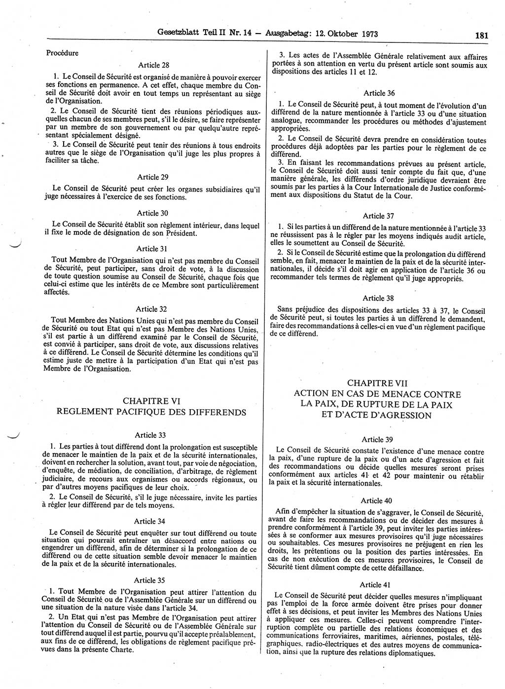 Gesetzblatt (GBl.) der Deutschen Demokratischen Republik (DDR) Teil ⅠⅠ 1973, Seite 181 (GBl. DDR ⅠⅠ 1973, S. 181)