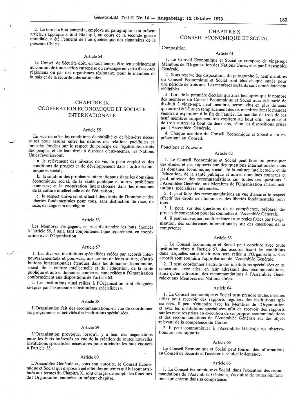 Gesetzblatt (GBl.) der Deutschen Demokratischen Republik (DDR) Teil ⅠⅠ 1973, Seite 183 (GBl. DDR ⅠⅠ 1973, S. 183)