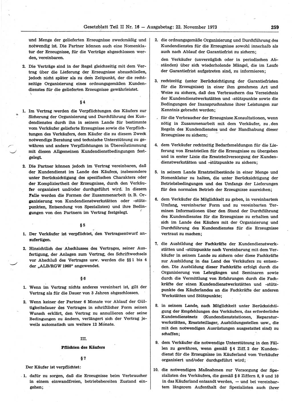 Gesetzblatt (GBl.) der Deutschen Demokratischen Republik (DDR) Teil ⅠⅠ 1973, Seite 259 (GBl. DDR ⅠⅠ 1973, S. 259)