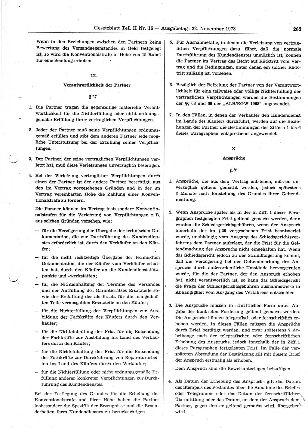 Gesetzblatt (GBl.) der Deutschen Demokratischen Republik (DDR) Teil ⅠⅠ 1973, Seite 263 (GBl. DDR ⅠⅠ 1973, S. 263)