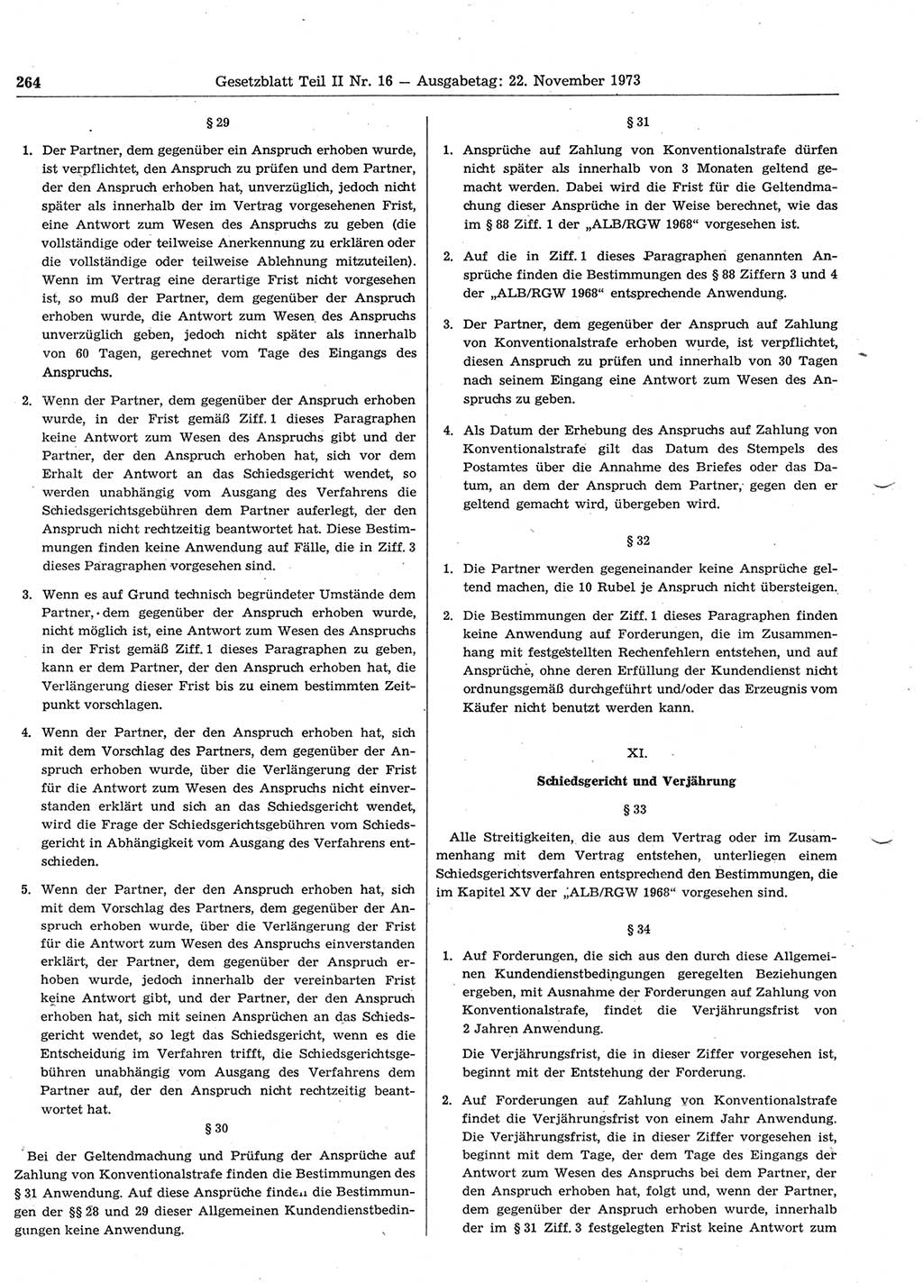 Gesetzblatt (GBl.) der Deutschen Demokratischen Republik (DDR) Teil ⅠⅠ 1973, Seite 264 (GBl. DDR ⅠⅠ 1973, S. 264)