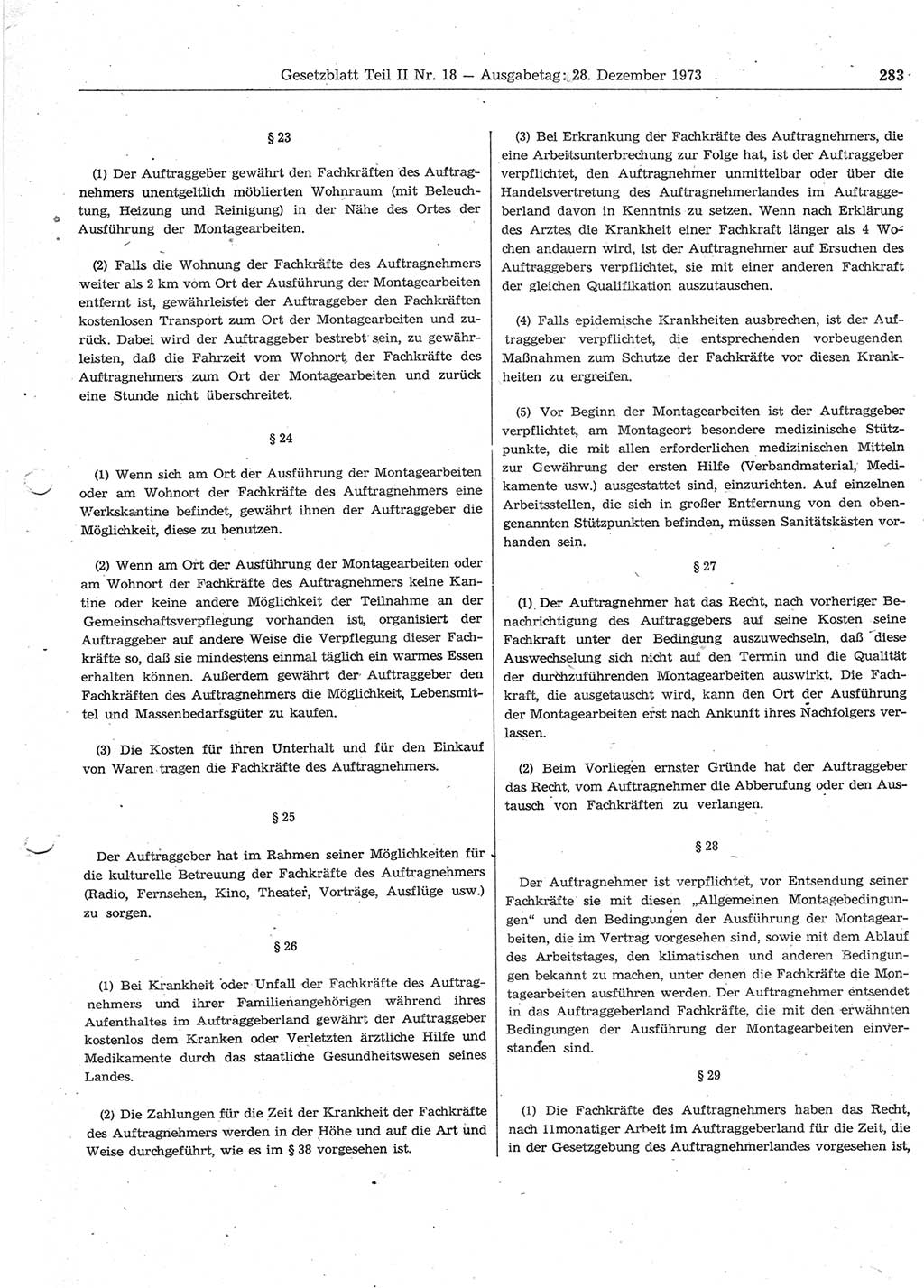 Gesetzblatt (GBl.) der Deutschen Demokratischen Republik (DDR) Teil ⅠⅠ 1973, Seite 283 (GBl. DDR ⅠⅠ 1973, S. 283)