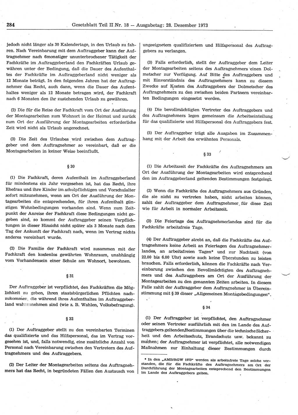 Gesetzblatt (GBl.) der Deutschen Demokratischen Republik (DDR) Teil ⅠⅠ 1973, Seite 284 (GBl. DDR ⅠⅠ 1973, S. 284)