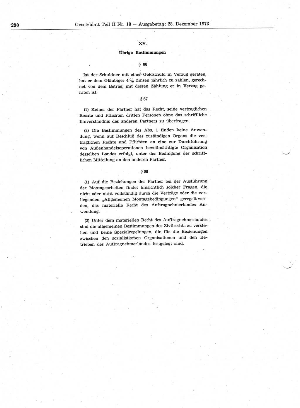 Gesetzblatt (GBl.) der Deutschen Demokratischen Republik (DDR) Teil ⅠⅠ 1973, Seite 290 (GBl. DDR ⅠⅠ 1973, S. 290)
